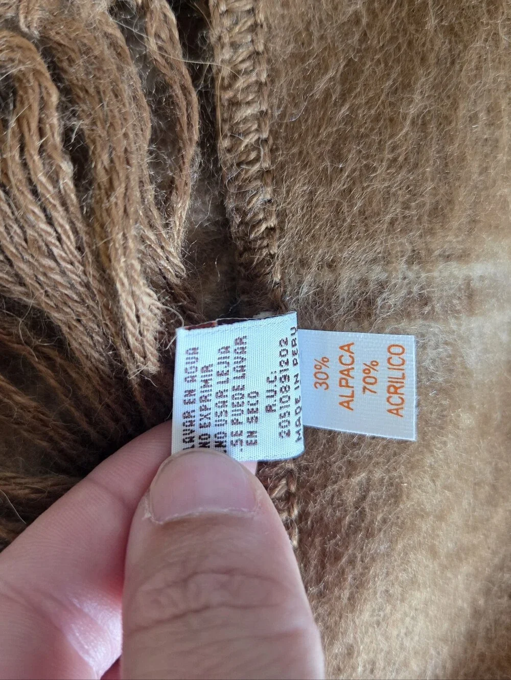 Alpaca Camargo Brown Striped Fringe Scarf Made In Peru Soft Winter Cozy Neutral